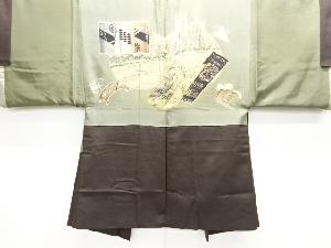 アンティーク　異国ホテル・パンフレット模様肩裏男物羽織